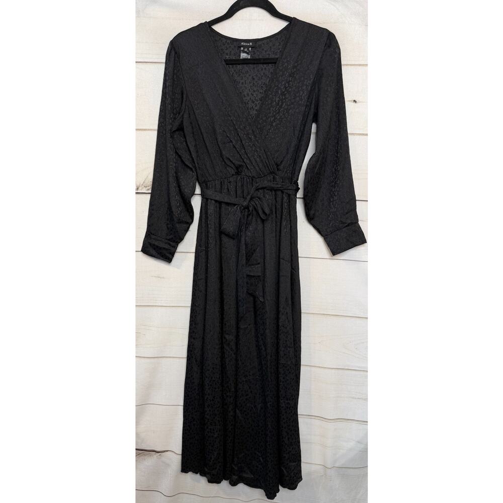 Alexa B‎ Maxi Long Sleeve Dress Black 6 Tie Waist Party Date Night